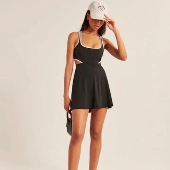 Abercrombie & Fitch Black and White Tennis Dress with Cutouts XS Petite - Picture 1 of 11